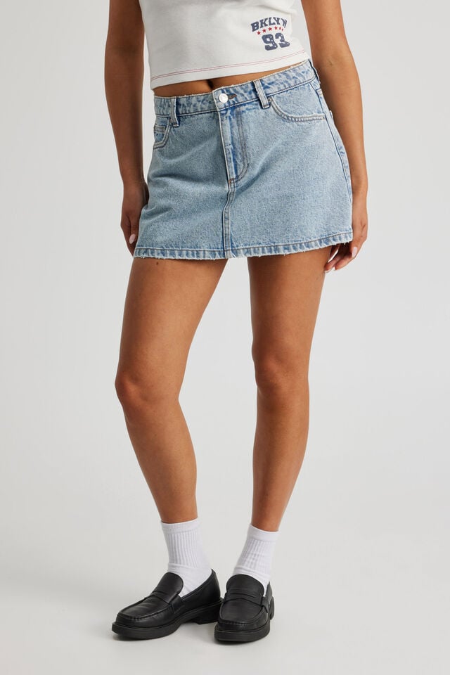 Everyday Denim Mini Skirt, 90 S BLUE