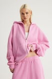 Authentics Oversized Zip Thru Hoodie, WASHED POP PINK - example image 1