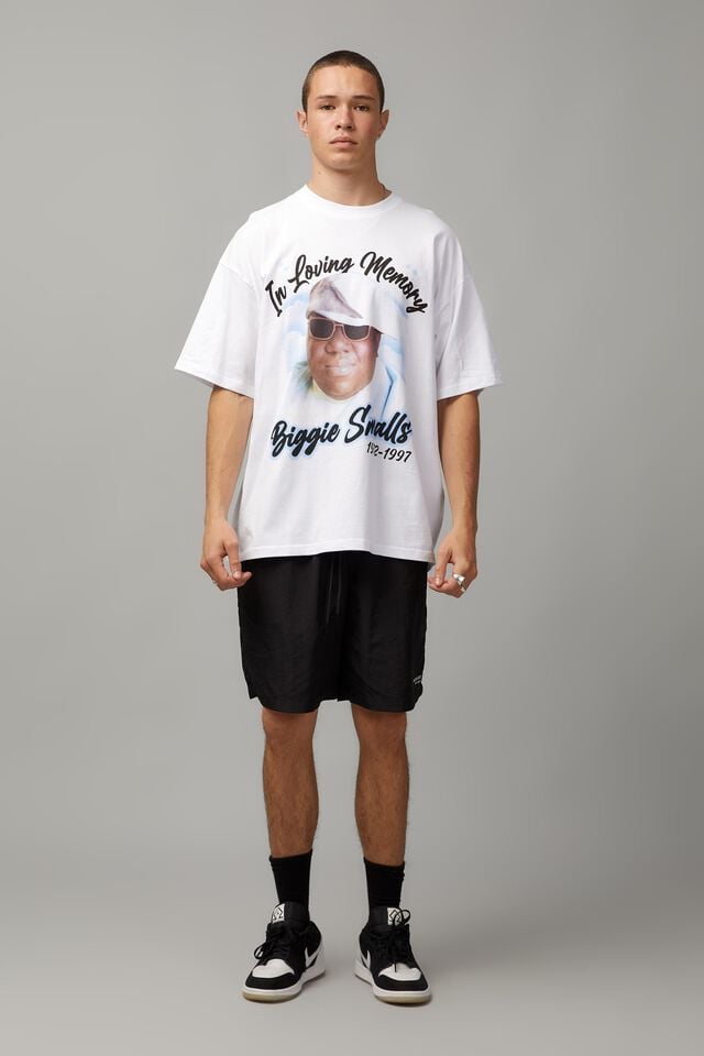 Oversized Music Merch T Shirt, LCN MT WHITE/BIGGIE MEMORY