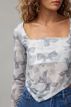 Ally Mesh Square Neck Long Sleeve, GREY/BOWS - alternate image 4