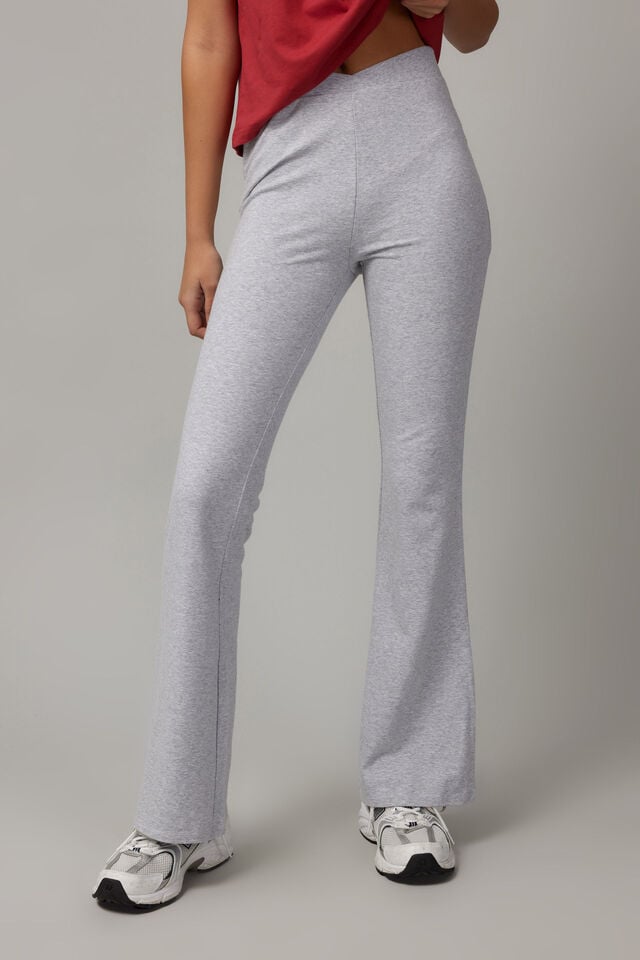 High Waisted Flare Pull On Pant, GREY MARLE