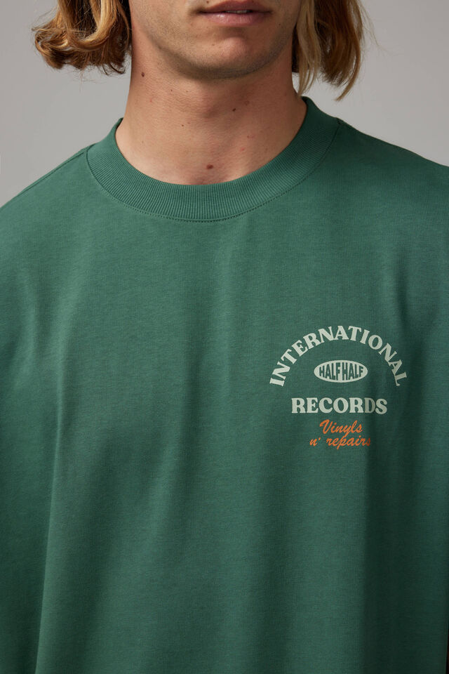 Heavy Weight Box Fit Graphic Tshirt, HH EVERGREEN/HALF HALF RECORDS