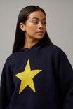 Star Knit Hoodie, NAVY/YELLOW STAR - alternate image 4