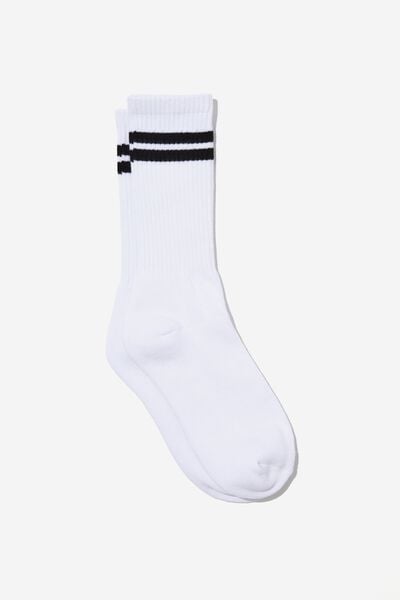 Unisex Rib Sock - Classic, WHITE/BLACK STRIPE