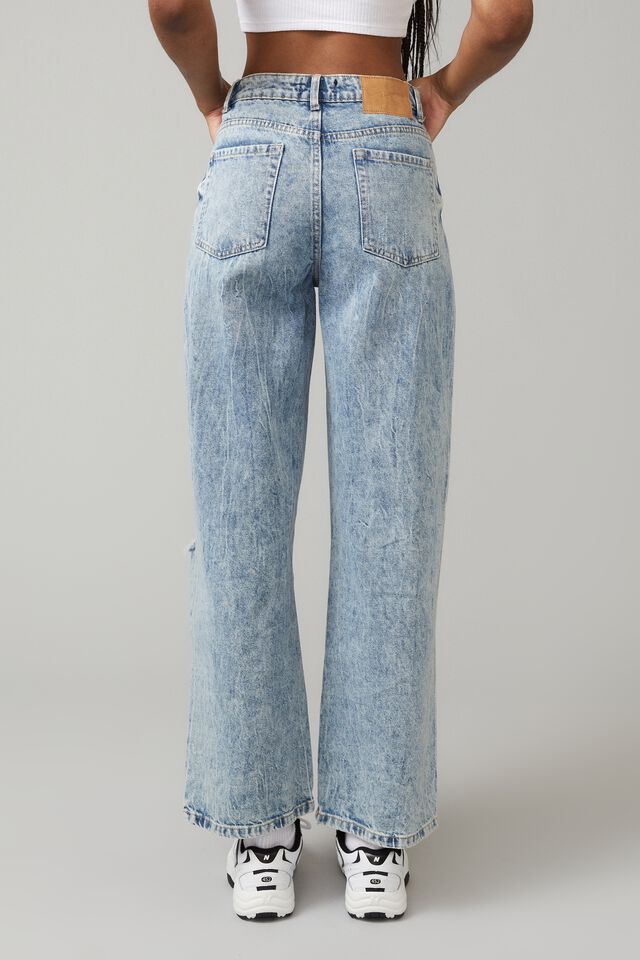 High Rise Baggy Jean, LIGHTNING BLUE - RIPPED