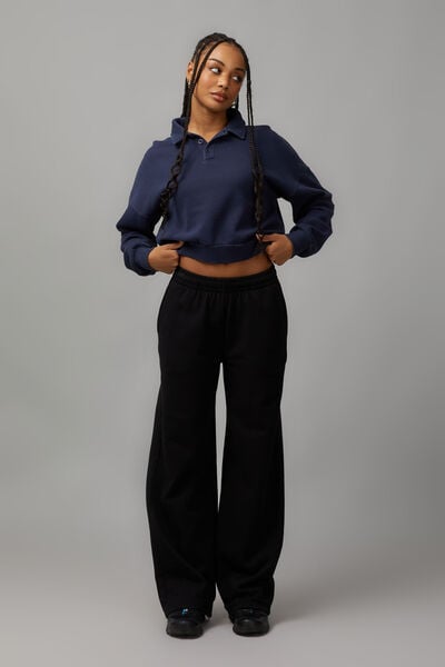 Straight Leg Trackpant, BLACK