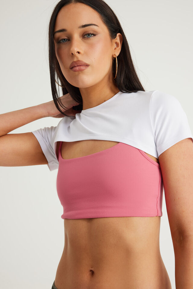 Snatched Bolero Tee, WHITE