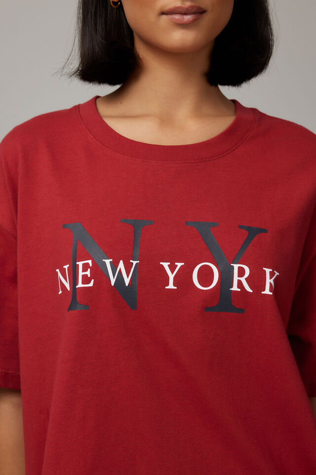 Baggy Graphic Tee, VINTAGE RED / NEW YORK