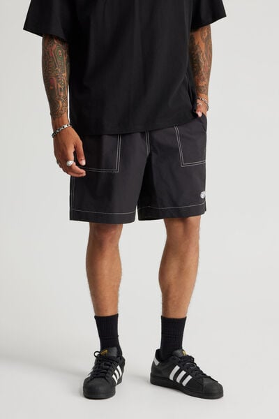 Half Half Pull On Short, BLACK