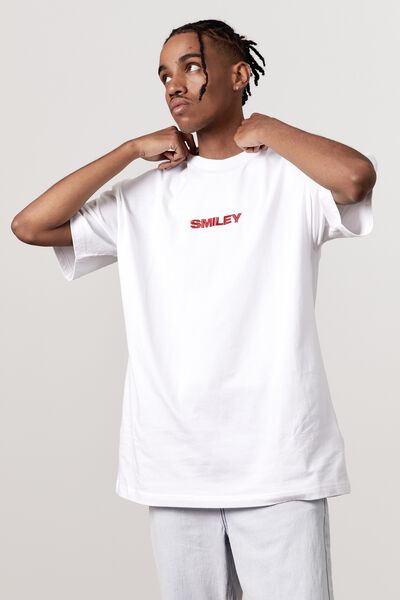 Oversized Smiley T Shirt, LCN SMI WHITE/SMILEY SPRAY