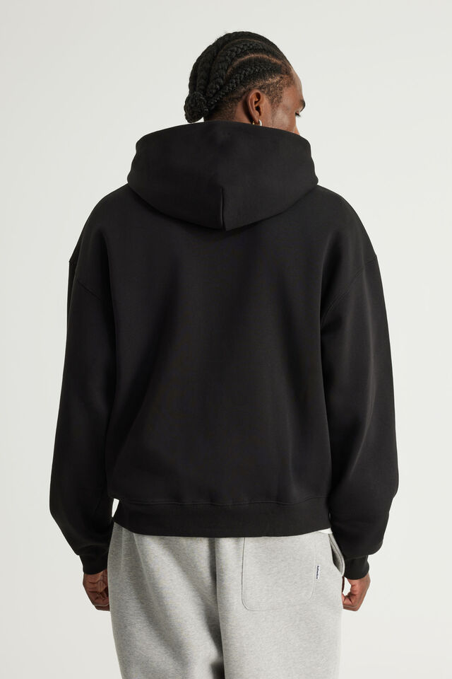 Authentics Boxy Zip Thru Hoodie, BLACK