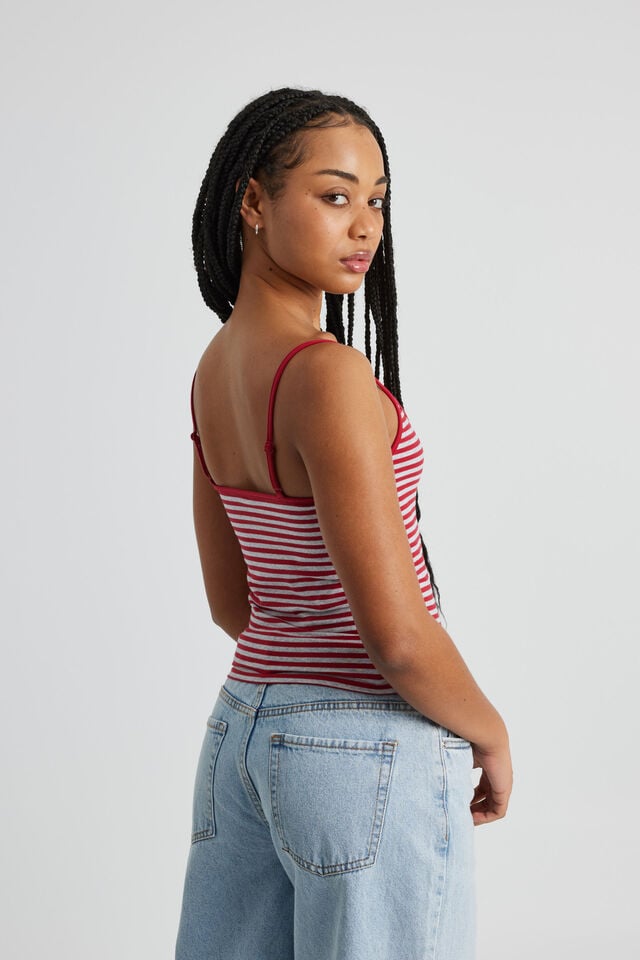 Classic Cami, RED/GREY MARLE STRIPE