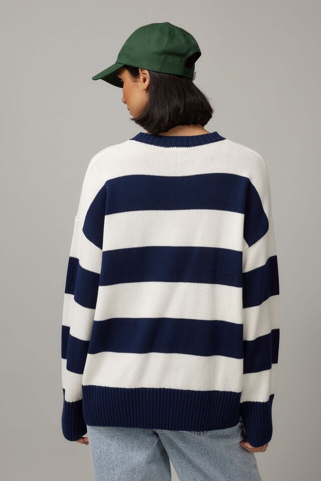 Zephyr Oversized Stripe Knit Crew, NAVY/WHITE STRIPE