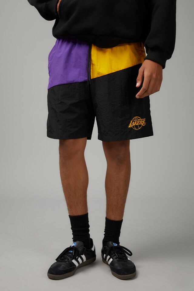 black and yellow laker shorts