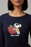 Snoopy 90S Long Sleeve Tee, LCN PEA WORN BLUE/SNOOPY NEW YORK - alternate image 4