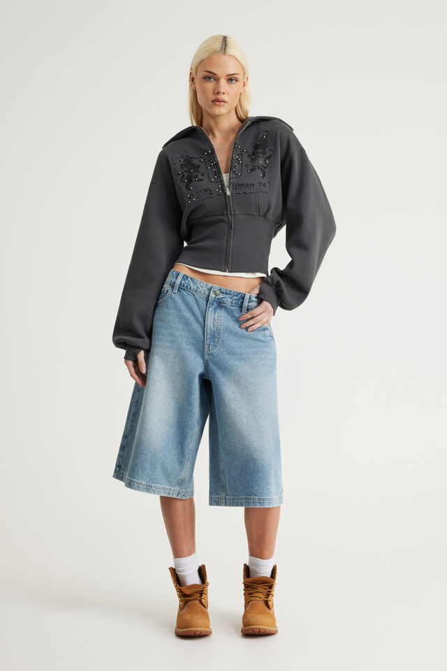 Notion Corset Zip Through Hoodie, NTN SLATE/OBLIVION 75