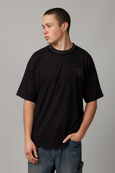 Oversized Nfl T Shirt, LCN NFL BLACK/RAIDERS TONAL NECK RIB