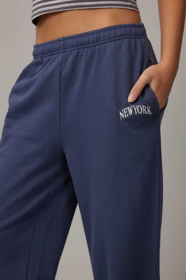 Graphic Straight Leg Trackpant, WORN BLUE/NY DOVE GREY