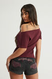 Off Shoulder Graphic Tee, BORDEAUX/SUMMER ROMANCE - example image 3