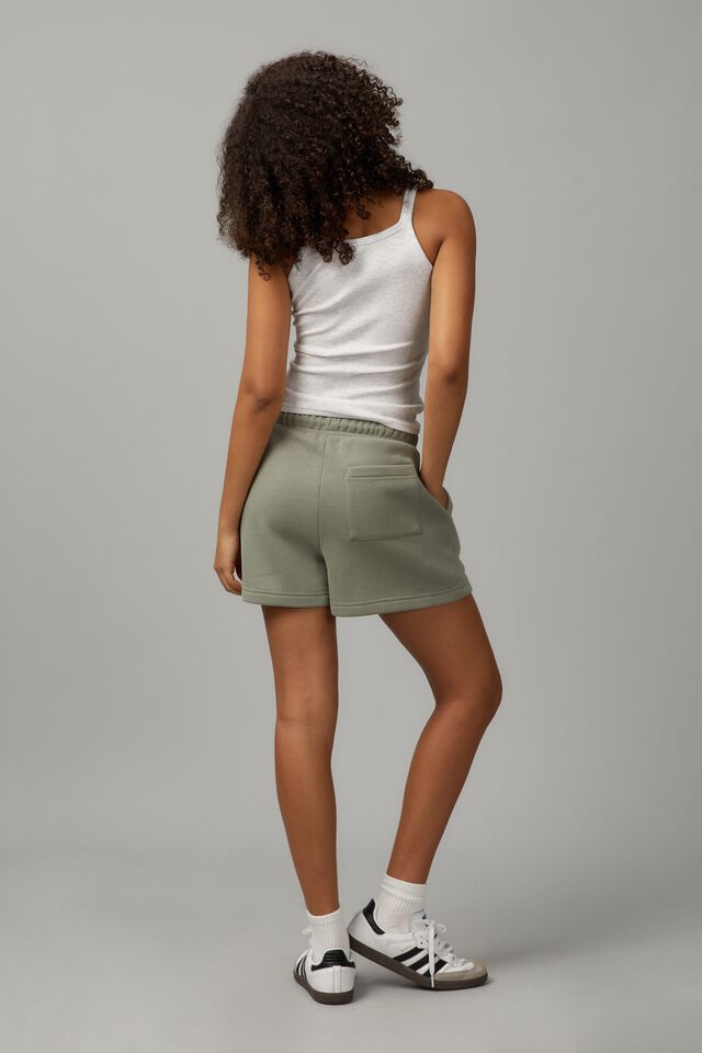 Boxy Fleece Short, WORN KHAKI