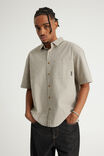 Half Half Short Sleeve Shirt, HH BEIGE BLK CHECK - example image 1