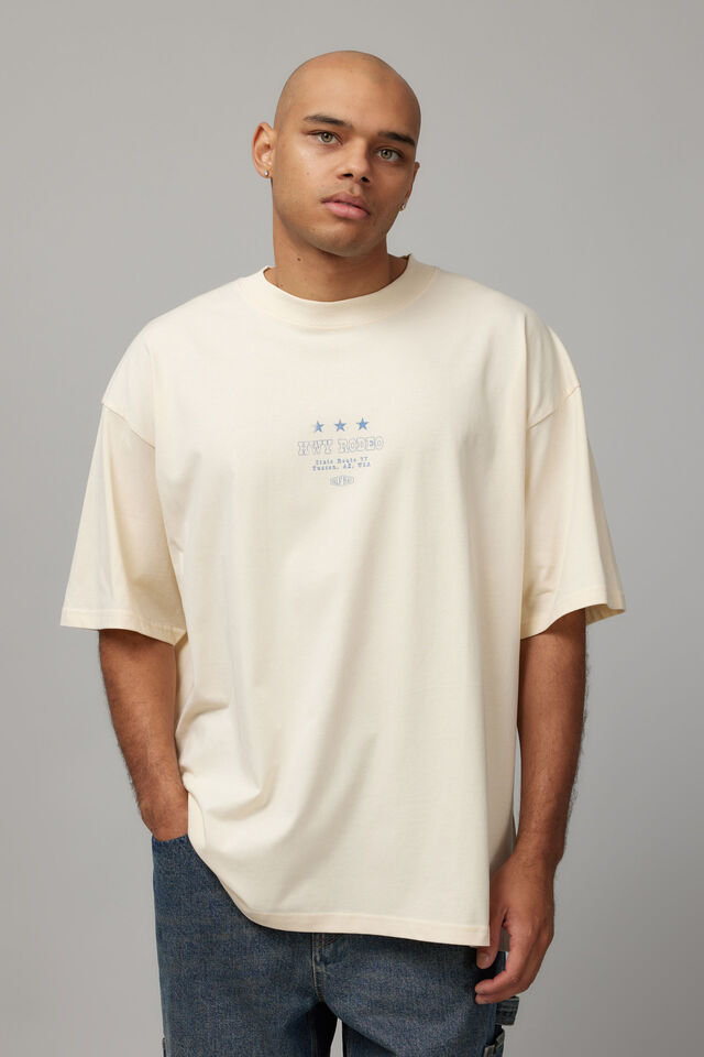 Half Half Box Fit Graphic T Shirt, HH OFF WHITE/HWY RODEO
