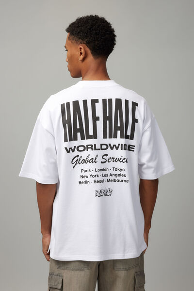 Heavy Weight Box Fit Graphic Tshirt, HH WHITE/WORLDWIDE SERVICES