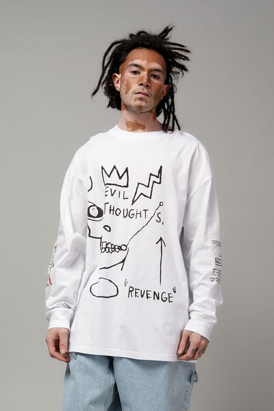 Oversized Long Sleeve Basquiat T Shirt, LCN BASQ WHITE/BASQUIAT REVENGE