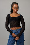 Layla Long Sleeve Lace Top, BLACK - alternate image 1