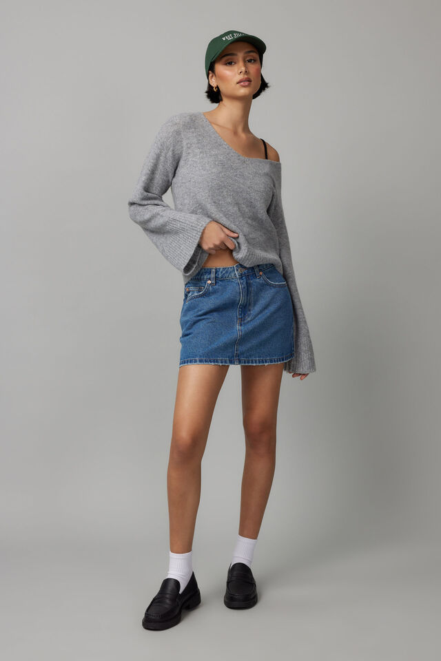 The Everyday Denim Skirt, MID BLUE