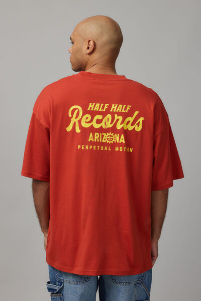 Half Half Box Fit Graphic T Shirt, HH RED CLAY/HALF HALF RECORDS