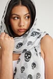 Festival Scarf, WHITE SKELETON PRINT - example image 1