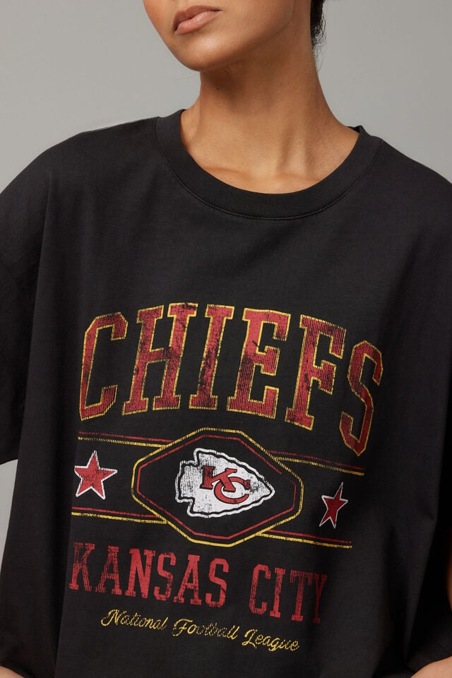 Nfl Baggy Graphic Tee, LCN NFL WASHED BLACK/CHIEFS
