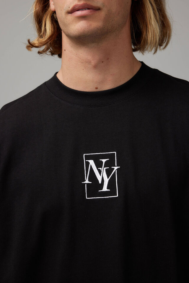 Heavy Weight Box Fit Graphic Tshirt, UC BLACK/NY SQUARE