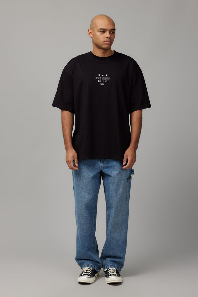 Half Half Box Fit Graphic T Shirt, HH BLACK/HWY RODEO