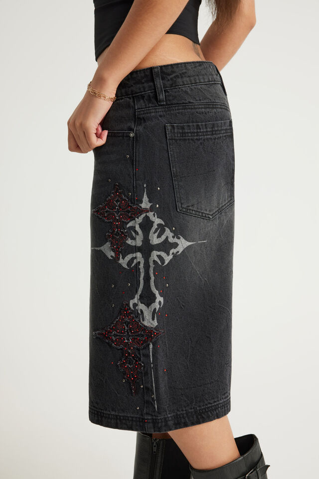 Mega Baggy Jort, RITUAL BLACK/CROSSES