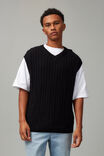 Cable Knit Vest, BLACK - alternate image 1