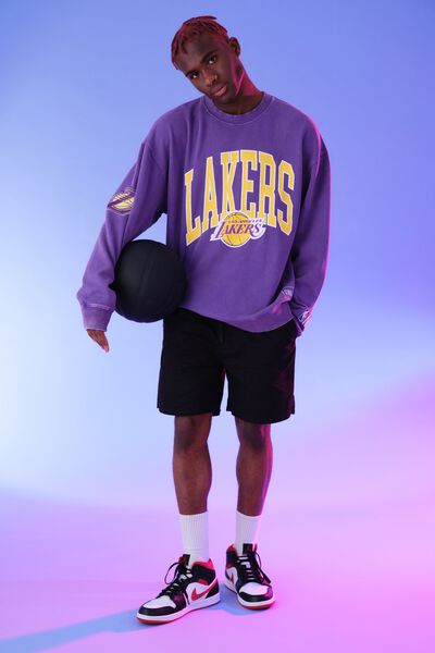 Oversized Nba Crew, LCN NBA WASHED PURPLE/LAKERS CURVED