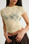 Lace Fitted Tee, LEMON BUTTER - example image 4