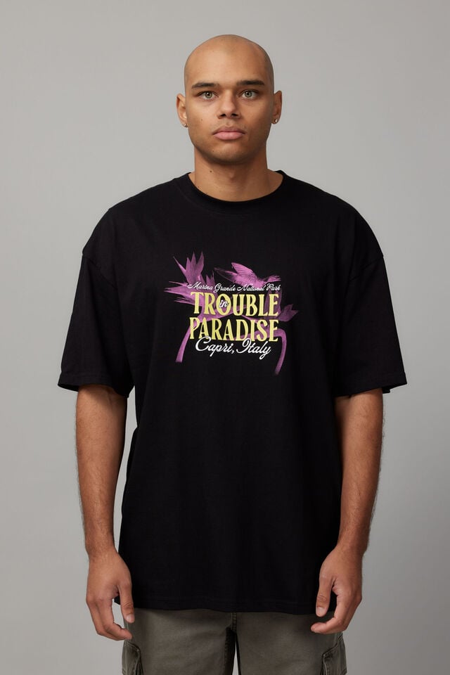 Oversized Open Gallery T Shirt, OG BLACK/TROUBLE IN PARADISE