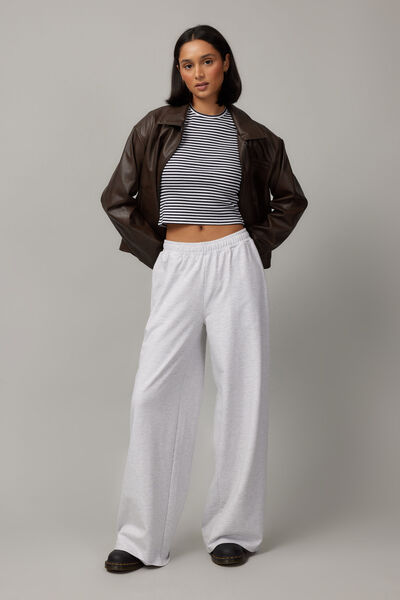 Relaxed Wide Leg Trackpant, SILVER MARLE