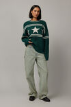 Billie Oversized Stripe Knit Jumper, IVY GREEN/DOVE GREY - alternate image 2