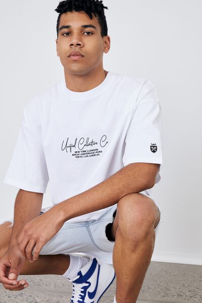 Premium Oversized Graphic T Shirt, WHITE/UNIFIED CO