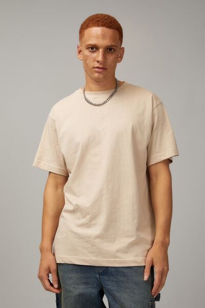 Relaxed Fit Basic T Shirt, BEIGE