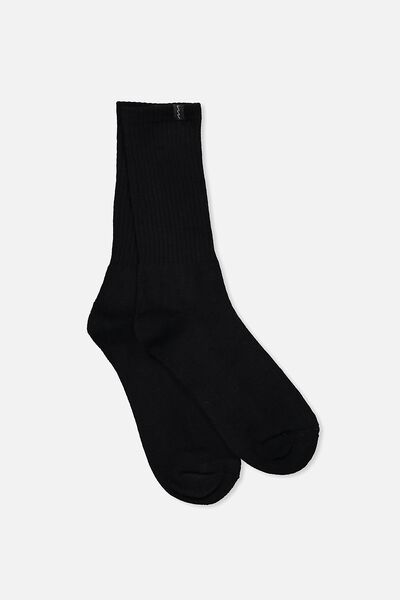 Retro Ribbed Socks, BLACK