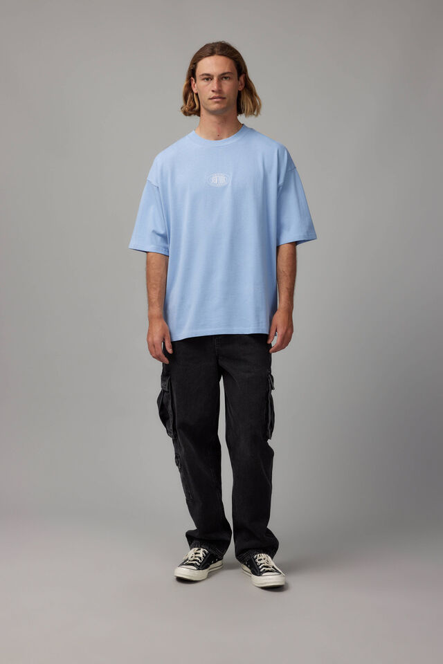 Heavy Weight Box Fit Graphic Tshirt, UC CAROLINA BLUE/NY BADGE