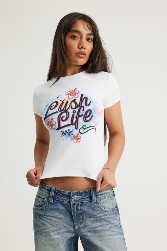 Music Merch Fitted Tee, LCN MT WHITE / LUSH LIFE