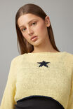 Open Knit Crop Jacquard Jumper, YELLOW/STAR - alternate image 4