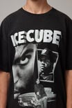 Oversized Music Merch T Shirt, LCN MT WASHED BLACK/ICE CUBE GREYSCALE - alternate image 4