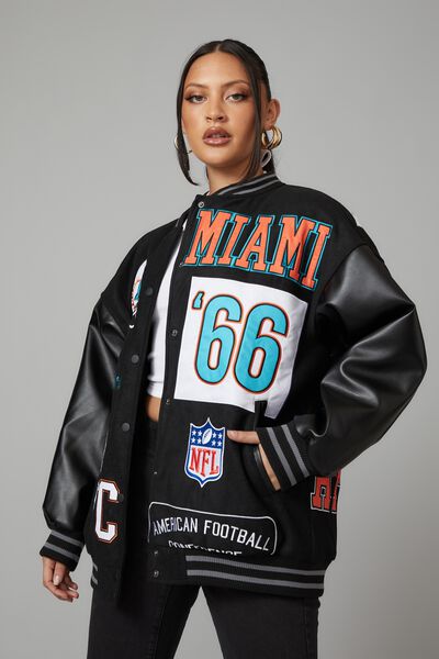 Nfl Varsity Jacket, LCN NFL DOLPHINS/BLACK
